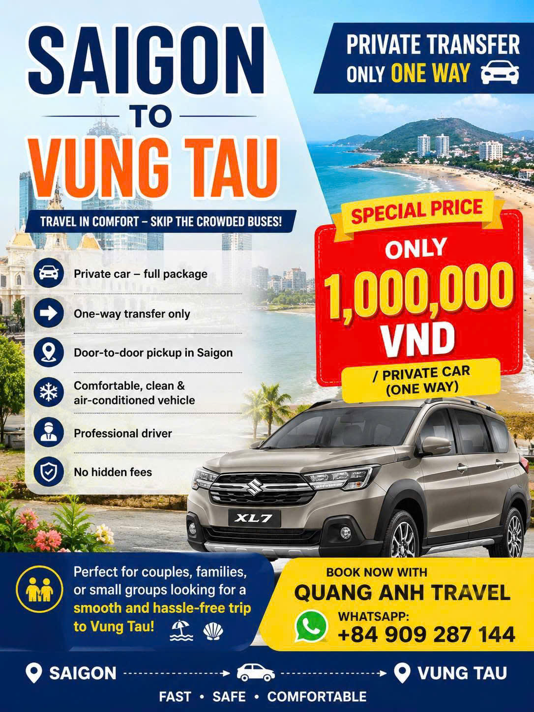 Dragon Travel private car routes in Vietnam