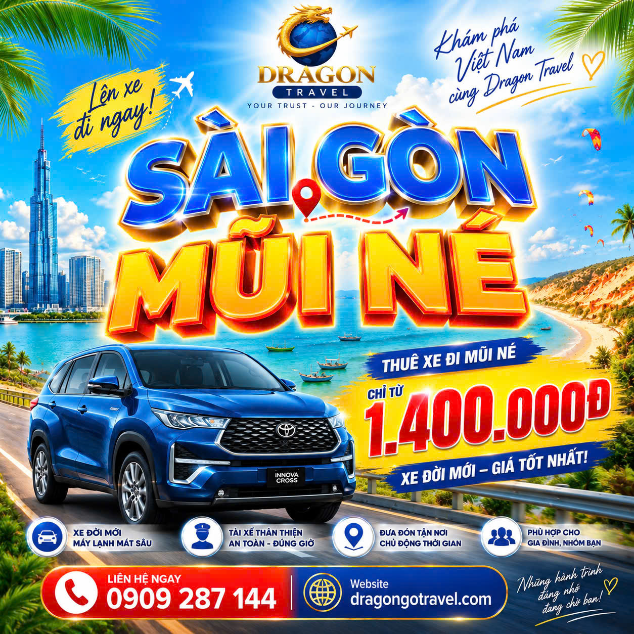 Thuê xe Sài Gòn đi Mũi Né Phan Thiết Dragon Travel